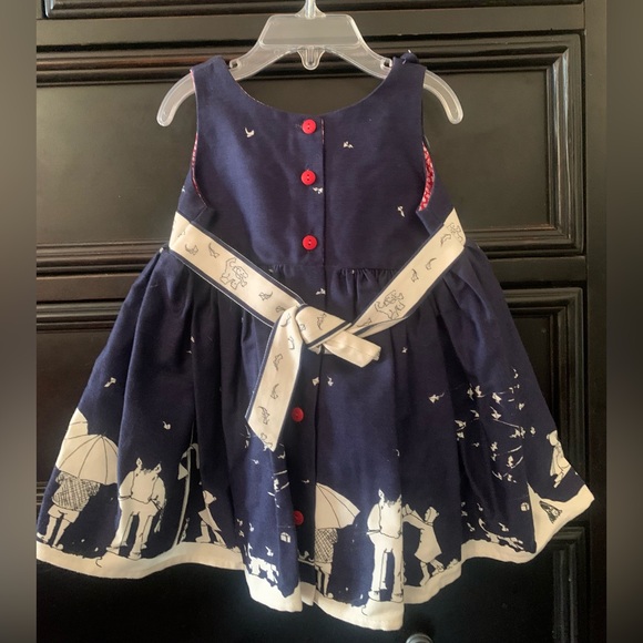 Poppy Navy Dress with White Whimsical Patterns - Picture 3 of 6